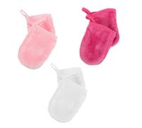 Veemoon 6Pcs Makeup Remover Gloves Soft Facial Cleaning Mitts for Gentle Exfoliation and Makeup Removal for Daily Skincare Routine White Rose Red Pink Each
