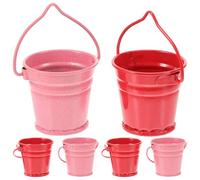 Veemoon 6pcs Mini Candy Color Metal Buckets for Micro Landscape Garden Miniature Flower Bucket Decor, Mini House Supplies for Fairy Garden Crafting and Dollhouse Accessories Random Color