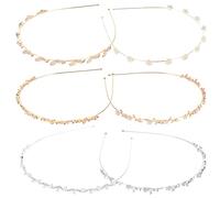 Veemoon 6pcs Pearl Rhinestone Hairbands Set Stylish Crystal Flower Headbands for Weddings Parties and Daily Wear Comfortable Fit Unique Design Bridal Jewelry Accessory
