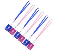 Veemoon 6pcs PVC Bathroom Pass Lanyards for Classroom and School Use, Blue and Pink Hanging Restroom Badge Holders for Teachers and Students