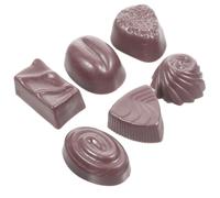 Veemoon 6pcs Realistic Decorative Fake Chocolate Models for Play Food Set - Pvc Simulated Chocolate Shapes Including Black, Candy, Strawberry, Rectangle, Ruffled Edge Circle,
