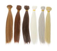 Veemoon 6Pcs Realistic Doll Hair Wigs High-temperature Straight Hair Wefts Decorative DIY Doll Wigs for Custom Styling and Ornamentation