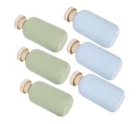 Veemoon 6PCS Refillable Travel Toiletry Bottles with Flip Cap Portable Plastic Squeeze Containers for Shampoo Lotion Body Wash Avocado Green and Blue Design for Home and Travel