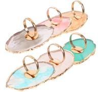 Veemoon 6Pcs Resin Nail Art Ring Palettes Manicure Mixing Palettes with Agate Edge Design 6 Colors