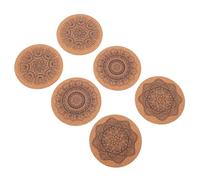 Veemoon 6pcs round Creative Mandala Pattern Drink Coasters for Home Use, Heat Insulation and Anti-scalding Mats, Suitable for Cookware and Pottery, Housewarming Random Color