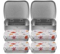 Veemoon 6pcs Small Metal Tin Storage Boxes with Hinged Lids, Portable Rectangular Tinplate Containers for Jewelry, Candy, and Mini Trinket Organization in Fresh Floral Design