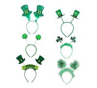 Veemoon 6pcs St Patrick's Day Hair Accessories Shamrock Printed Headbands for Festival Parties Lightweight and Durable Design for Celebrating Irish Culture and Family Fun