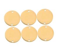 Veemoon 6Pcs Stainless Steel Round Pet Name Tags Pendants Gold Double-hole Blanks for DIY Engraving Rust-resistant Charms Crafting for Dogs