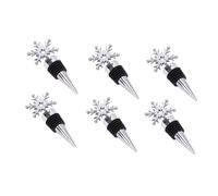Veemoon 6pcs Stainless Steel Snowflake Wine Stoppers Set Sealing Bottle Plugs for Red Wine and Silver Decorative Closers for Party Use