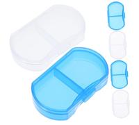 Veemoon 6pcs Two-Compartment Small Plastic Medicine Organizer Portable Pill Box Travel Vitamin Holder Household Dispenser for Daily Pills