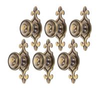 Veemoon 6pcs Vintage Round Brass Cabinet Knob with Single Hole Backplate, Easy Installation and Smooth Operation, Elegant European Design for Bathrooms and Bedrooms, Classic Decorative