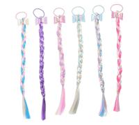 Veemoon 6pcs Wig Braids for Boys and Girls Rainbow Hair Extensions Ponytail Braid Wig Girls Headdress for Crazy Hair Day Random Color