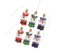 Veemoon 6pcs Wooden Carousel Christmas Tree Hangings Decorations, Handmade Xmas Scene Crafts Ornaments for Holiday Tree Decor