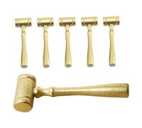 Veemoon 6PCS Wooden Judge Gavel for Role Play and Costume Parties Carved Decorative Hammer for Boys and Imaginative Lawyer and Auction Play Accessories in Gold