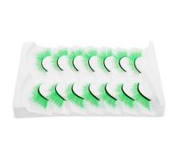 Veemoon 7 Pairs Green False Lashes Fiber Unique Fun Reusable Costume Mascara for Halloween St Patrick's Day Stage Makeup Party