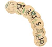 Veemoon 7pcs Wooden Birth Marker Sign Lightweight Safe to Touch Khaki Month Plaque for New Parents Gender Reveals and Photos