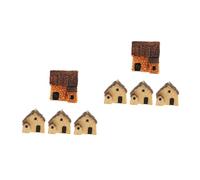Veemoon 8 pcs Resin Miniature Creative Landscape Houses Thatched Huts for Fairy Garden Decoration Non-fading Tiny Resin Mini Houses for Terrariums Bonsai Desk Ornaments