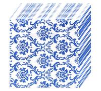 Veemoon 80 Sheets Blue and White Porcelain Pattern Decorative Paper Napkins for Weddings and Banquets, Cocktail and Party Napkins for Holiday Table Setting