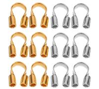 Veemoon 800Pcs U-Shaped Wire Guards for Jewelry Making Copper Thread Protectors for Beading Wire Necklace Guard Connectors 400 Gold and 400 Silver Pieces for DIY Jewelry Craft