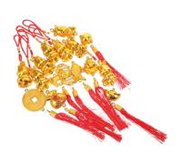 Veemoon 8Pcs Chinese New Year Hanging Ornaments Set - Mini Horse, Fish, Money Bag, Blessing Plaque, God of Wealth, Lantern Copper Coin Pendants - Lunar Year Prosperity Charm for Home and