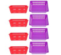 Veemoon 8PCS Coin Storage Baskets Set, Sturdy Wear-Resistant Plastic Small Coin Containers in Red and Purple, Multi-Purpose Compact Storage Bins for Play Centers and Home Organization