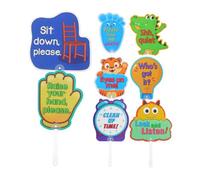 Veemoon 8pcs Colorful Interactive Classroom Management Paddles for Teachers Kindergarten Learning Assistance Early Education Engagement Signs for Homeschool and Preschool