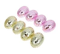 Veemoon 8pcs Mini Mirror Disco Ball Easter Egg Hanging Ornaments Mixed Color Glass Reflective Decorative Balls for Indoor Spring Home and Party Décor Random Color