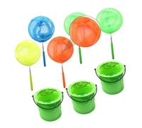 Veemoon 8pcs Outdoor Catching Set - 5 Telescopic Butterfly Nets with Stainless Steel Handles and 3 Foldable Fish Buckets, Extendable Insect Catching Nets for Boys and Nature Exploration