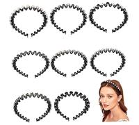 Veemoon 8pcs Pearl Wavy Headbands Stylish Hair Accessories for Women Comfortable Plastic Design for Everyday Use Elegant Fashion Hairbands with Unique Embellishments