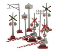 Veemoon 8pcs Realistic Traffic Sign Model Light Micro Landscape Train Track Connector for Boys and Girls Playroom
