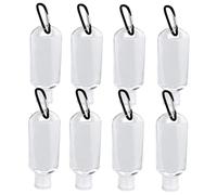 Veemoon 8pcs Refillable Press Bottles with Carabiner Hook for Travel Outdoor Sports Plastic Squeeze Bottles for Shampoo Lotion Cream Convenient Portable Liquid Containers Random Color
