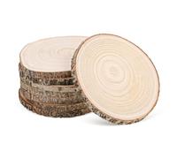 Veemoon 8pcs Rustic Wood Slices with Bark Thick Unfinished Wood Circles for Wedding Decorations Centerpieces Crafting Painting Projects