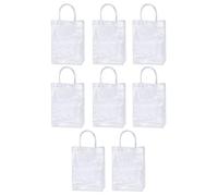Veemoon 8pcs Waterproof Pvc Plastic Tote Bag with Square Bottom and Design, Easy to Wipe Clean Handheld Packing Bag for DIY and Celebrations