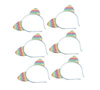 Veemoon 8Pcs Women Rainbow Sequin Cat Ear Headband Non-slip Glitter Hair Hoop for Party Cosplay Adults Stylish Hair Accessory