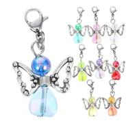 Veemoon 9pcs Angel Wings Charms Keychain Acrylic Heart Bead for Women Guardian Angel Charm Pendants Necklace