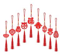 Veemoon 9pcs Chinese Year Hanging Decors Tassels Red Synthesis Material Indoor and Outdoor Use Decorative Ornaments for Chinese New Year Festival Atmosphere Assorted style