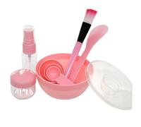 Veemoon 9pcs DIY Facial Mask Tool with Mixing Bowl Brush Measuring Spoon and Spray Bottle Pink Plastic Skincare Kit for Home Beauty and Spa Use