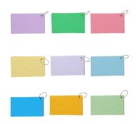 Veemoon 9pcs Horizontal Ruled Index Cards with Binder Rings, Lined Note Paper Flashcards for Studying, School and Office Supplies, College Study Cards with Hole Punch