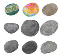 Veemoon 9pcs Painting Rocks Flat River Stones Smooth Surface Stones for Craft Projects and Aquarium Setups, Easy to Decorate, Indoor and Outdoor Use, for Experienced Painters and Artists