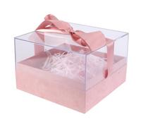 Veemoon Acrylic Gift Box Packing Box Large-capacity Pink Flannelette Acrylic Paper and Ribbon for Chocolate Candy Wrapping Festival Weddings and Birthdays