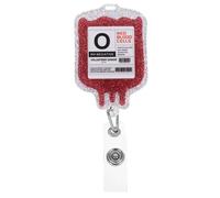 Veemoon Acrylic Glitter Badge Holder Retractable Reel with Alligator Clip for Nurse and Doctor ID Cards, Blood Type O Badge Clip for Healthcare Professionals