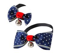 Veemoon Adjustable Blue Pet Cat Collar with Bowknot Tie and Bell for Kitten, Ribbon and Plastic Material, Stylish Design for Party and Pet Sports