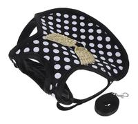 Veemoon Adjustable Chicken Harness and Vest with Leash for Hens and Roosters, Warm Black Polka Dot Pet Chicken Clothes, Medium Size Suitable for Outdoor Use