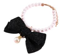 Veemoon Adjustable Elegant Pet Bowknot Collar with Pearl Decoration Lightweight Polyester Plastic Safe for Cats Costume Accessory Suitable for 15-22cm Neck Festival Parties
