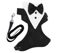 Veemoon Adjustable Formal Dog Tuxedo Vest Harness with Bow Tie, Breathable Small to Large Dog Harness and Leash Set for Halloween, Weddings, and Special Occasions