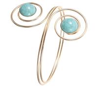 Veemoon Adjustable Gold Metal Upper Arm Cuff Bracelet for Women, Wide Turquoise Spiral Armlet Bangle, Open Stylish Charm Arm Band for Everyday Fashion and Casual Wear