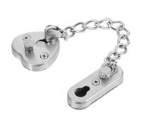 Veemoon Adjustable Heart-Shaped Door Chain Lock Stainless Steel No-Drill Security Latch for Home Hotel Internal Use Anti-Theft Wear-Resistant Finish Compact Safety Door Latch
