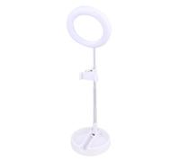 Veemoon Adjustable LED Desktop Makeup Lamp with One-piece Selfie Ring Light and Phone Holder for Live Streaming Video Photography Beauty Lighting White