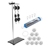 Veemoon Adjustable Pulley System Kit Metal Hook Weights 50g×10 and 5-newton Spring Scale for Physics Teaching Experimental Tool Set, Suitable for Mechanics Learning and Science Education