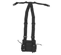 Veemoon Adjustable Radio Chest Harness Pack Three Front Pockets Tactical Reflective Chest Bag for Men Outdoor Security Use Black Small
